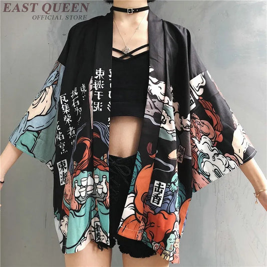 Women's Harajuku Kawaii Kimono Cardigan Blouse – Japanese Streetwear Yukata Top