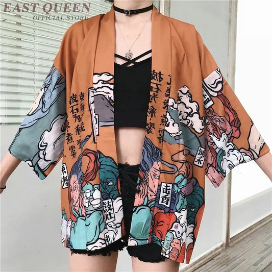Women's Harajuku Kawaii Kimono Cardigan Blouse – Japanese Streetwear Yukata Top