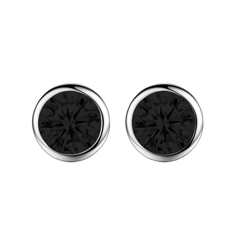 Single Diamond Bezel Setting Stud Earrings Plated 18k Platinum Platinum Real Gold Moissanite